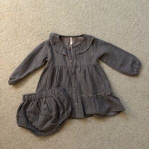 Quincy Mae Gray Checkered Top and Bonnet Set
